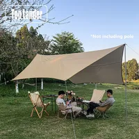 4.5X4.5m Sliver Coating Tarp Waterproof Outdoor Camping Hexagonal Butterfly Canopy Tourist Sunshade Beach Sun Shade Awning Tent