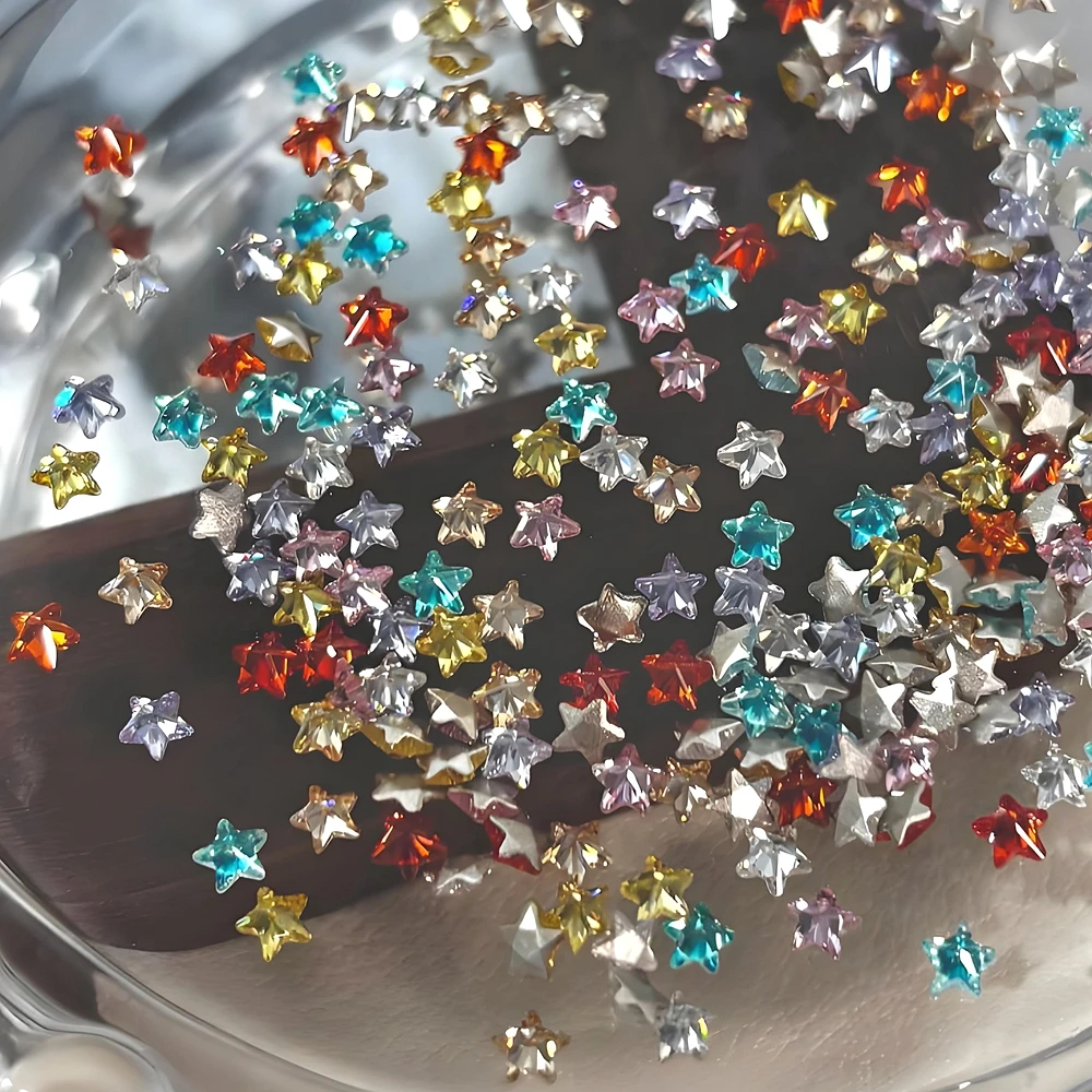 30PCS Shiny 3mm Five-pointed Star Zircon Nail Art Rhinestone Charms Accessory For Christmas Manicure Nails Decoration Supplies