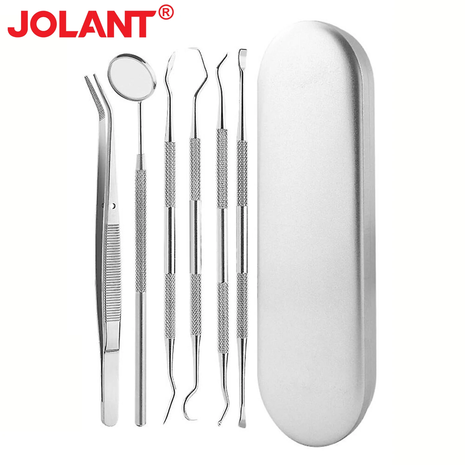 

JOLANT Dental Mouth Mirror Stainless Steel Tweezers Elbow Probe Dentist Instrument Teeth Cleaning Whitening Dentistry Tools Set