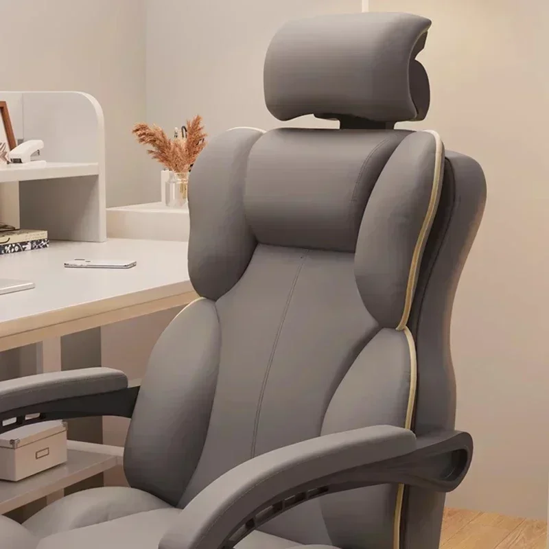 Leather Office Chair Chairs Dining Comfortable Writing Massage Game Special Backrest Bedroom Desk Leg Rest Luxury Computer Stool