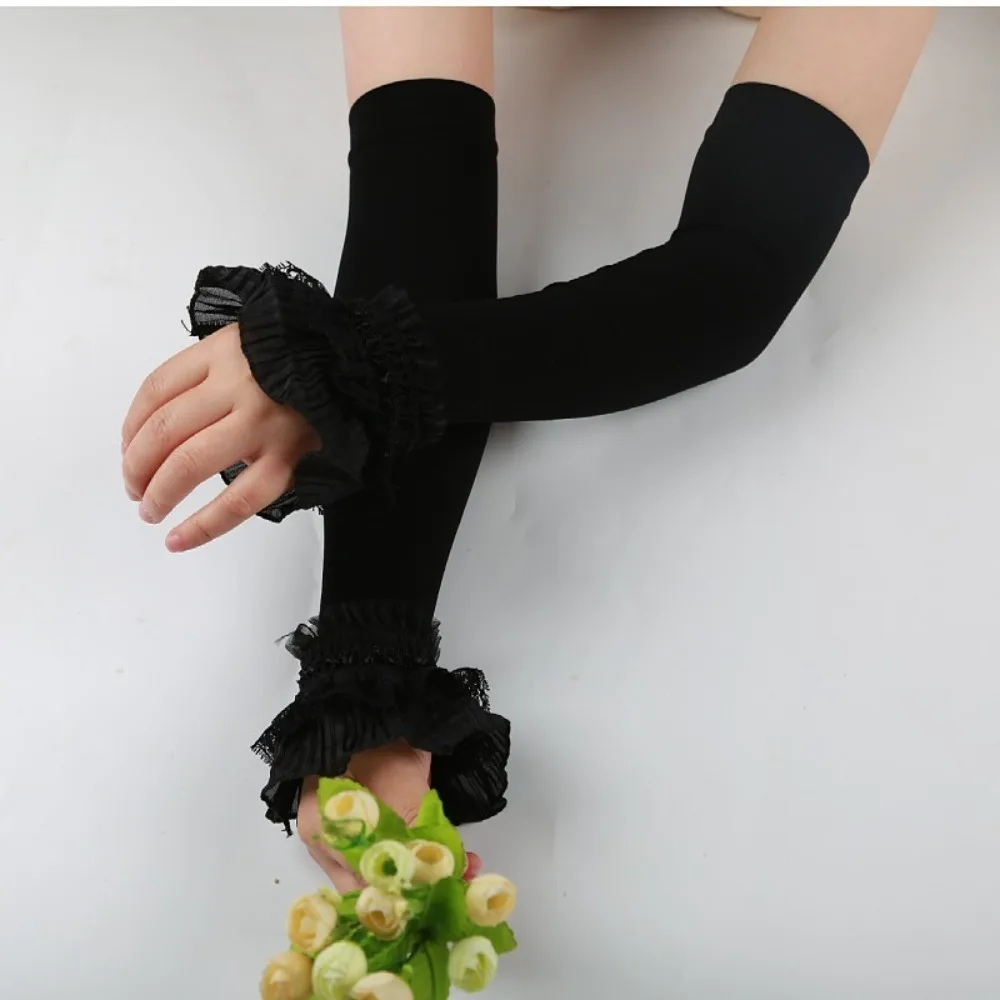 

Fashion Long Sleeve Lace Gloves Elastic Sun Protection Sunscreen Arm Sleeve Anti-UV Soft Driving Gloves