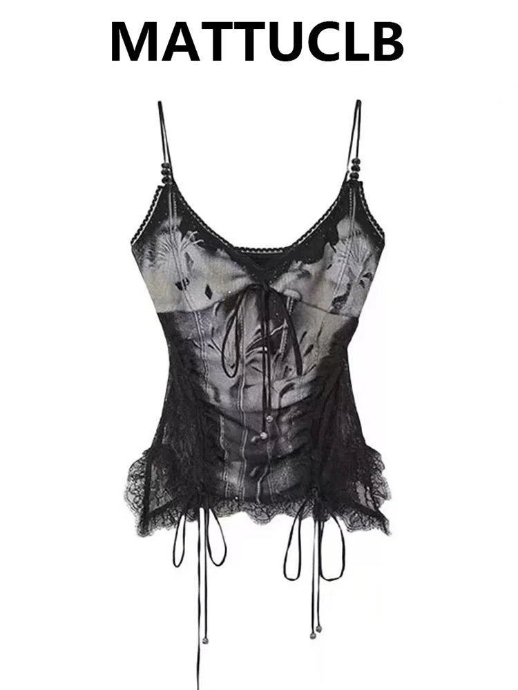 2026 Summer Women Vacation Dark Academia Halter Top Punk Tide Beach Kpop Abi Y2k Gyaru Coquette Camisole 2000s High Street New
