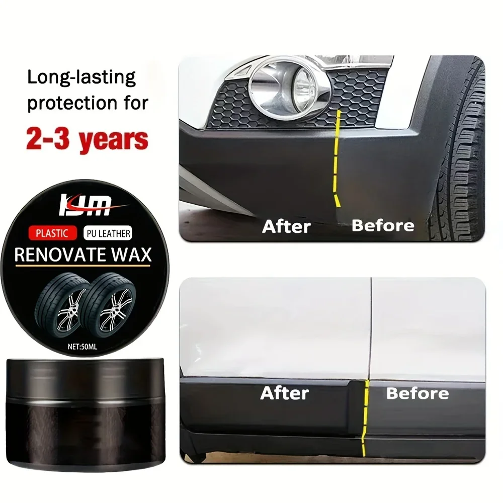 Universal Rubber Refresh Wax - Long-lasting Black Coat Repair, Leather Repair Polish, Hydrophobic Car Detail Care