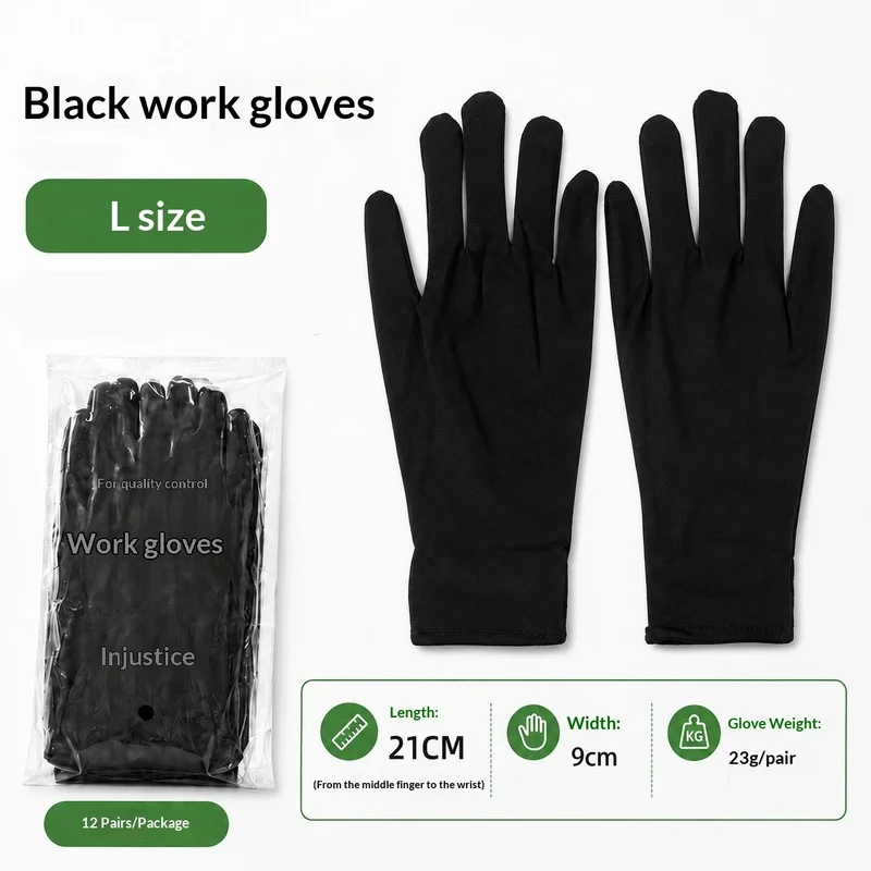 Black Ceremonial Work Gloves Three Line Jewelry Cloth Dustproof Thickened XL