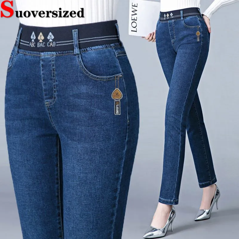 

Skinny High Elastic Waist Pencil Jeans Korea Big Size 28-36 Strecth Pantalones Casual Denim Pants Women Streetwear Vaqueros