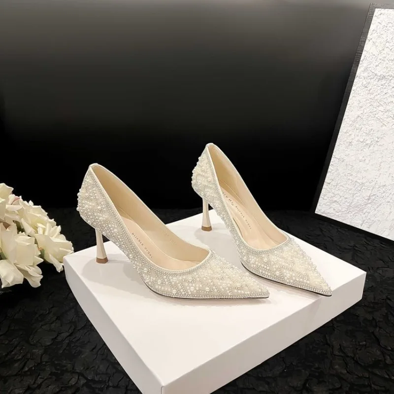 

2026Spring New Women's High Heels Stiletto Heels Sequins Rhinestone Decoration Fashion Women's Dress Party Shoes，Women Shoe34-40