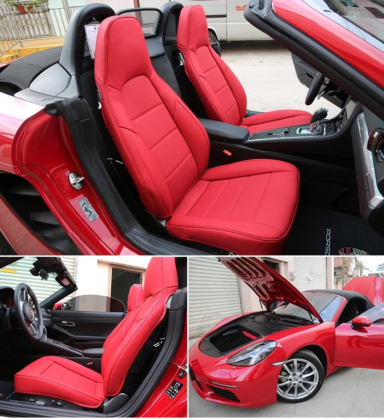 Custom Fit Car Seat Cover 2 Seats Durable Waterproof Nappa Leather for Porsche 718 Boxster 911 BMW Z4 Audi TT Jaguar F-Type