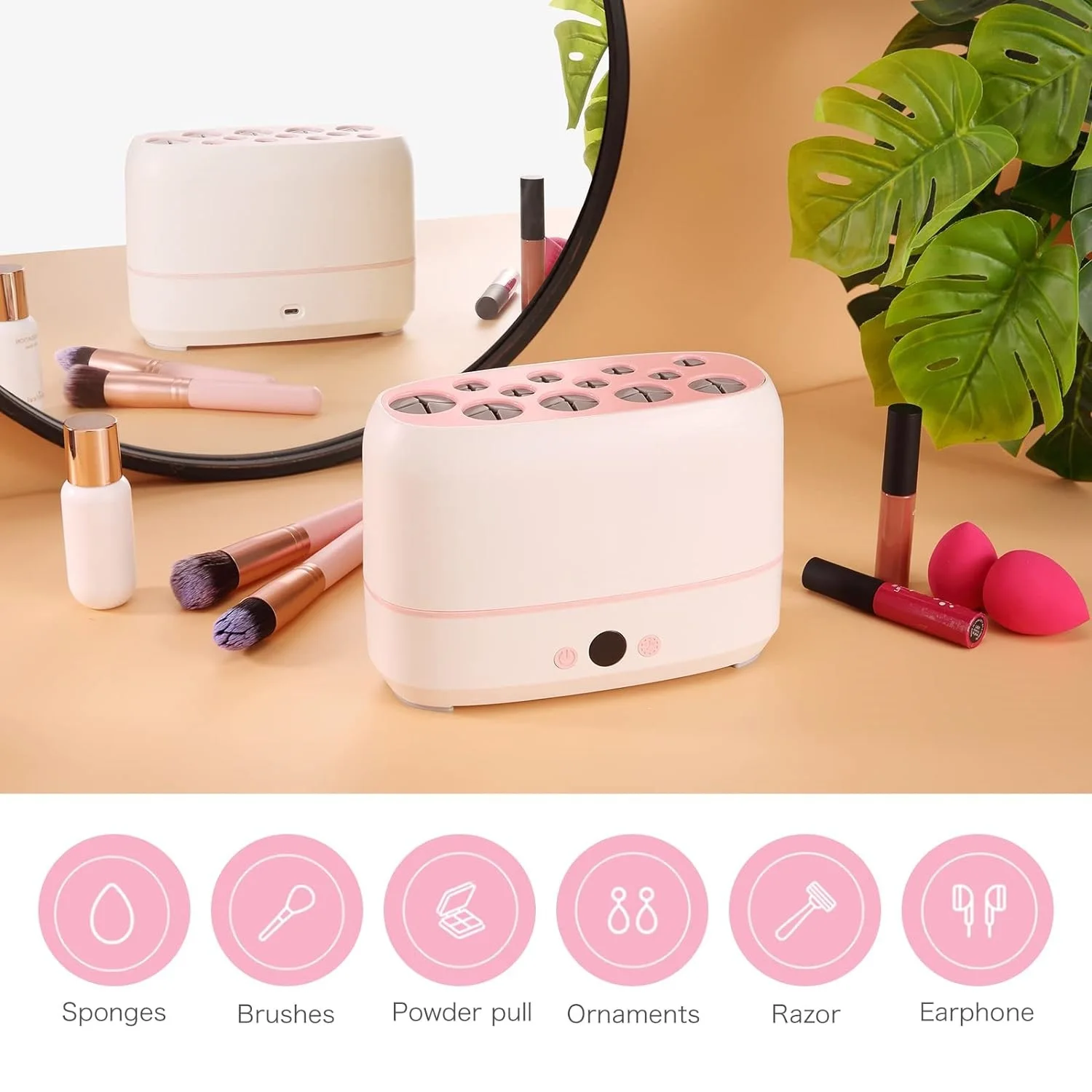 12 Holes Makeup Brushes Dryer Electric Cosmetic Brush Drying Machine Automatic Cosmetic Puff Makeup Tools Cleaner and Dryer Tool