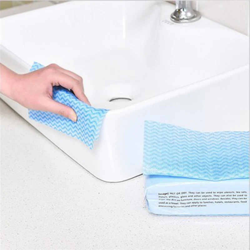 80Pcs/lot Washing Dish Towel Environmental Disposable Magic Kitchen Cleaning Cloth Tool Non-stick Towel Bag Oil Wiping Rags