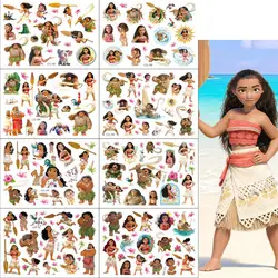 Pegatinas de tatuaje de Moana de dibujos animados de Disney para niños, Tatuajes Temporales, arte corporal, juguetes de fiesta de Cosplay para niños, regalos, nuevo