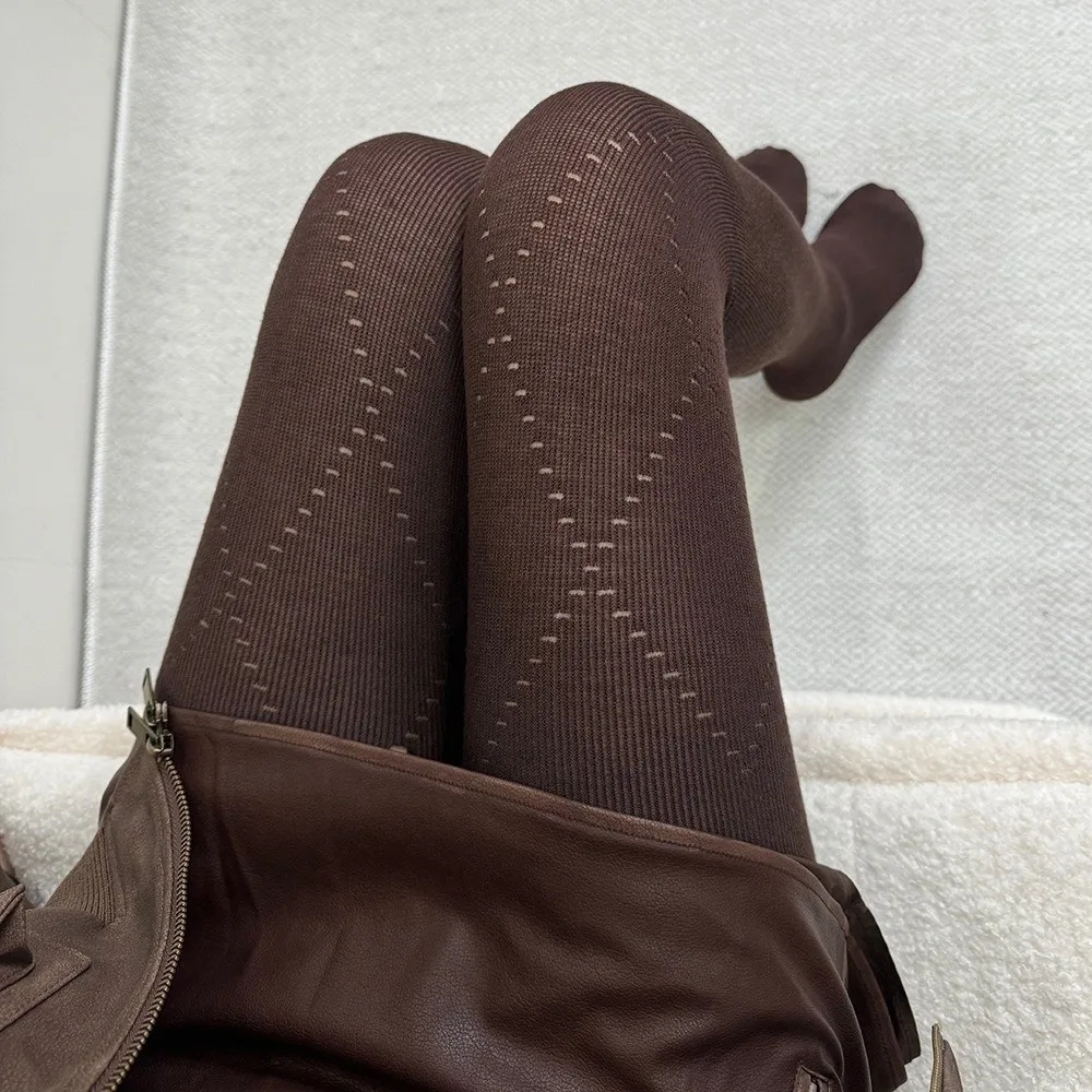 Fashion High Elastic Knitted Jacquard Pantyhose Slim Fit Keep Warm Leggings Stocking Autumn Winter