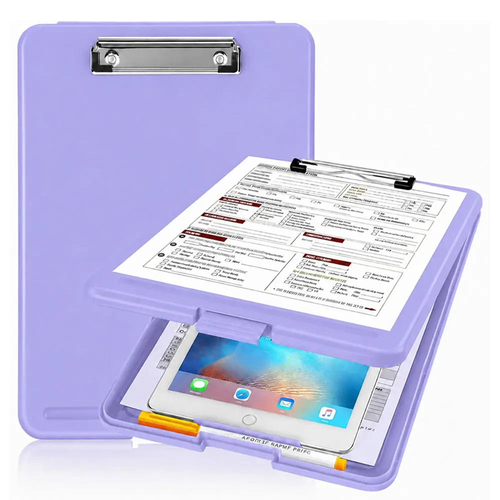 

1 piece of A4 thin file folder - with storage function, wall-mounted writing board, with metal clip and pen slot design.