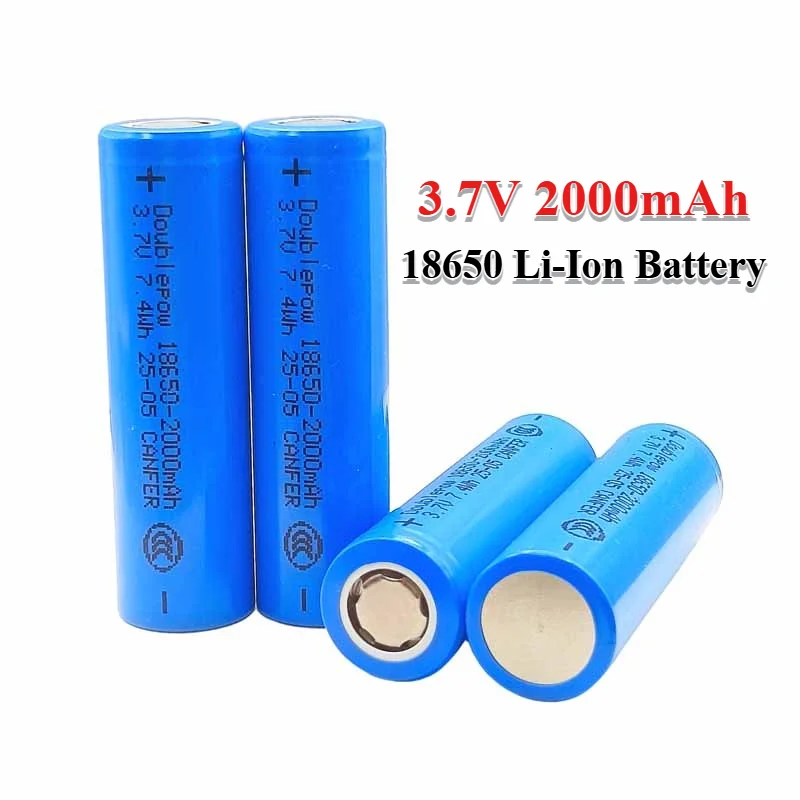 2000mAh 18650 3.7V Rechargeable Lithium Battery Flat Head for Headlamp Mini Fan Laser Pointer Flashlight Batteries