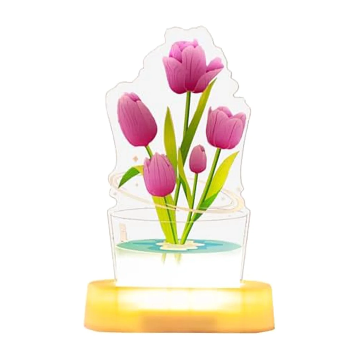 3D Tulip Night Light, USB Charging LED Nightlight Tulip Flower Table Lamp Bedside Table Lamp for Room Decoration B