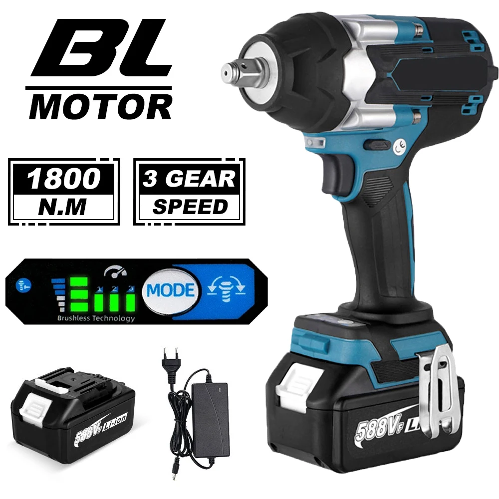 1800N.M اللاسلكي تأثير كهربائي فرش اليد سائق كهربائي أدوات كهربائية لبطارية ماكيتا 18 فولت #1