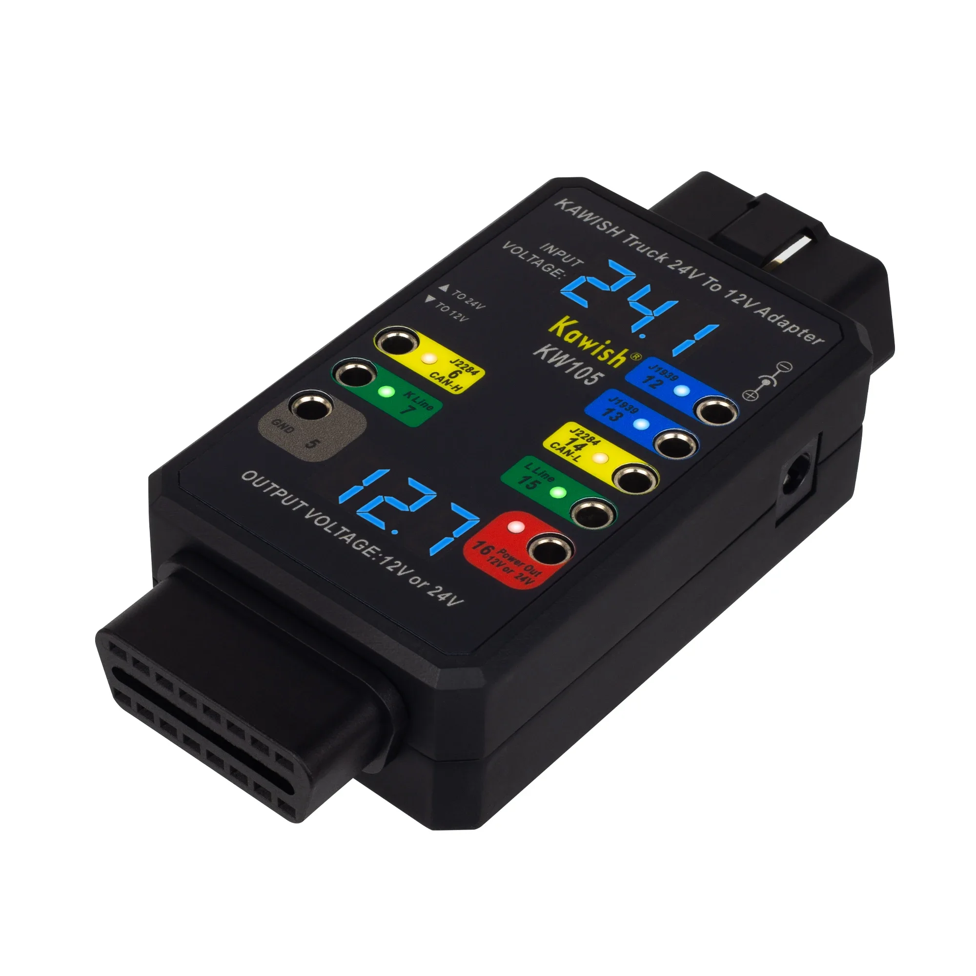 KW105 24V to 12V Heavy Duty Truck Adapter for X431 for Truck Converter Heavy Duty Vehicles,And OBD Breakout box Function