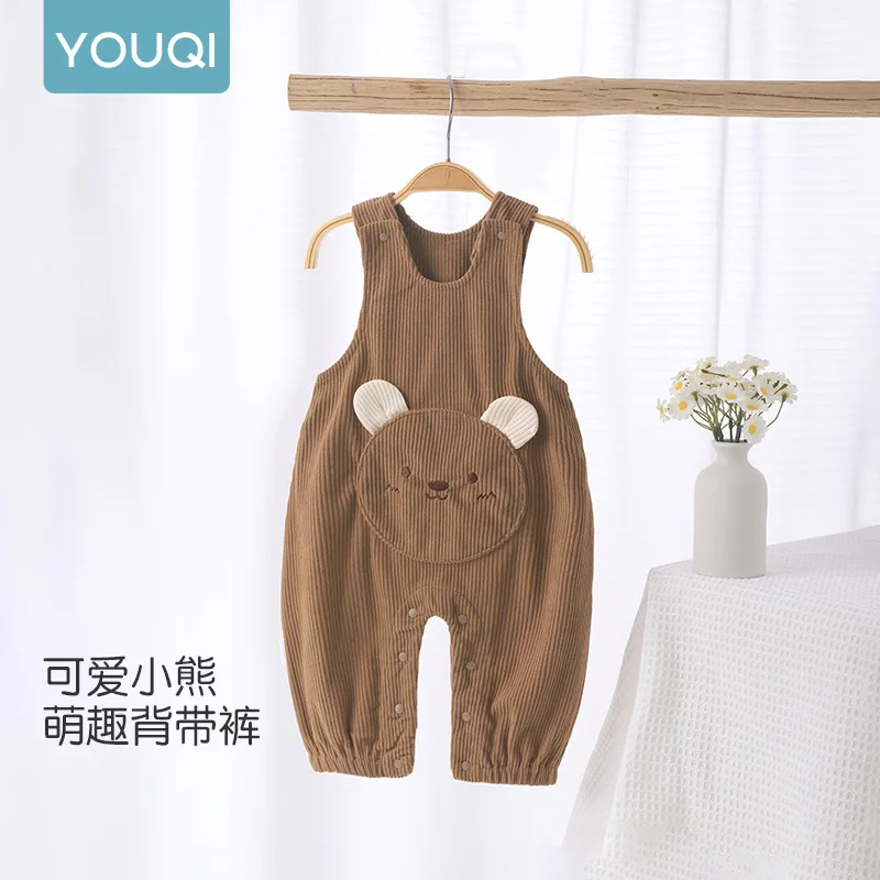 【Youqi】ชุดเอี๊ยมเด็กทารกสไตล์จีนสำหรับเด็กชายและเด็กหญิง ชุดเอี๊ยมแบบชิ้นเดียวสำหรับเด็กทารก กางเกงขายาวทรงตรงแบบเปิดเป้าลำลองสำหรับเด็กเล็ก