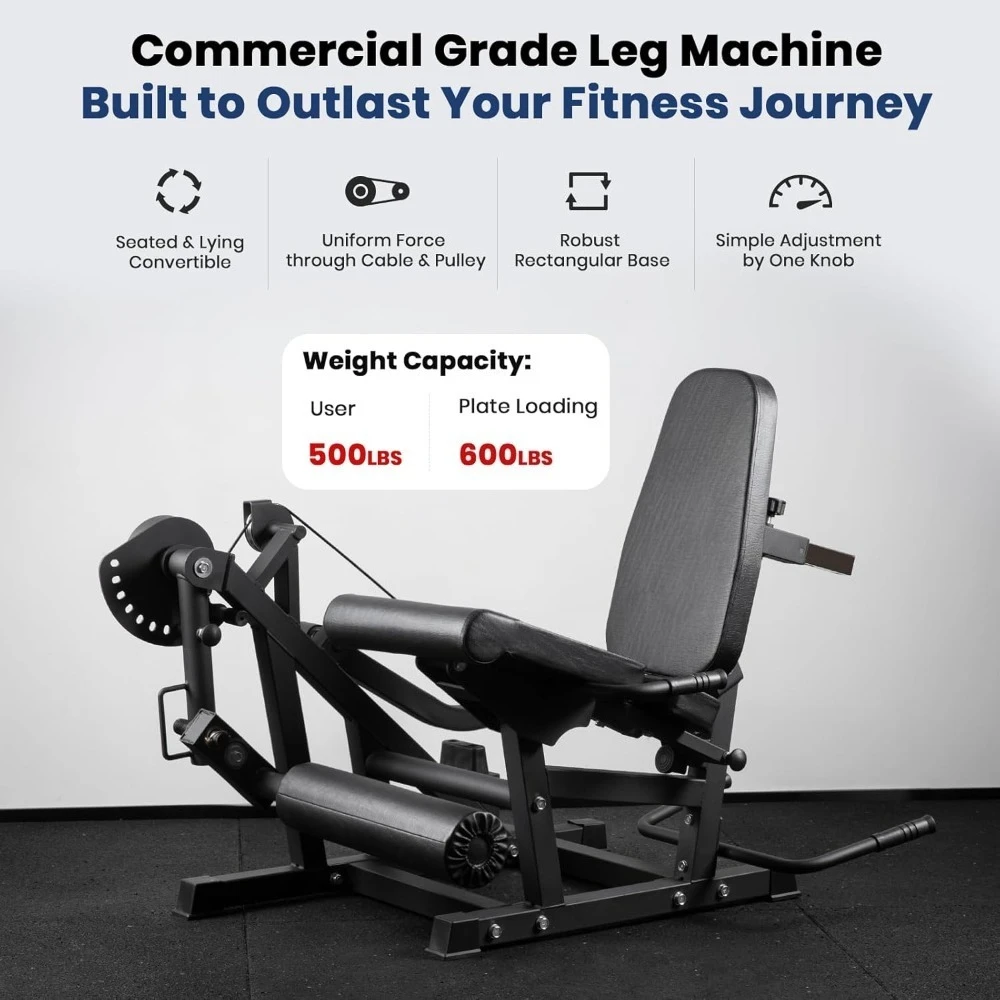 تصميم مبتكر - ماكينة تمديد وتجعيد الساق V4.0، سعة 1100 رطل، وصلة ساق قابلة للتعديل، مقعد تجعيد الساق،