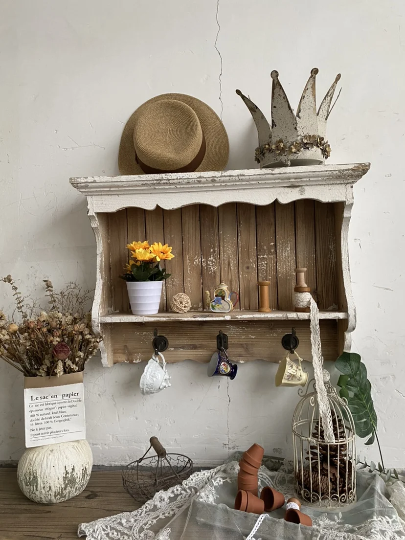 Solid wood wall cabinet indoor multi-functional storage shelf