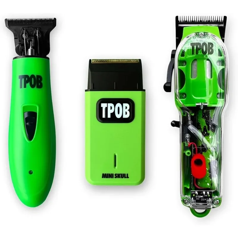 

TPOB Slime 2 Barber Hair Clippers Trimmer Shaver Set for Men with Matte Green Case and X Fade Blade