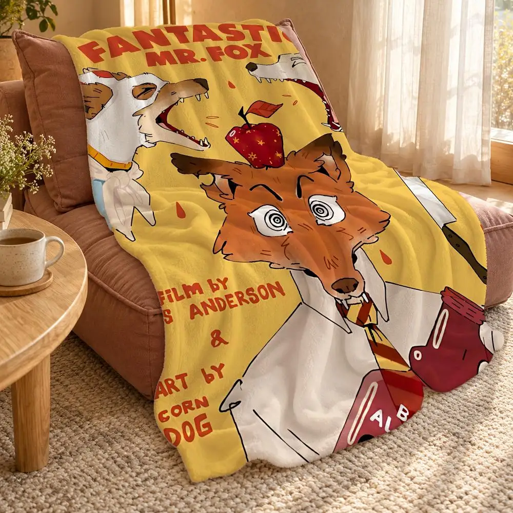 Movie The Fantastic Mr. Fox Throw Double Sided Flannel Throw Blanket Soft Travel Camping Sofa Bed Home