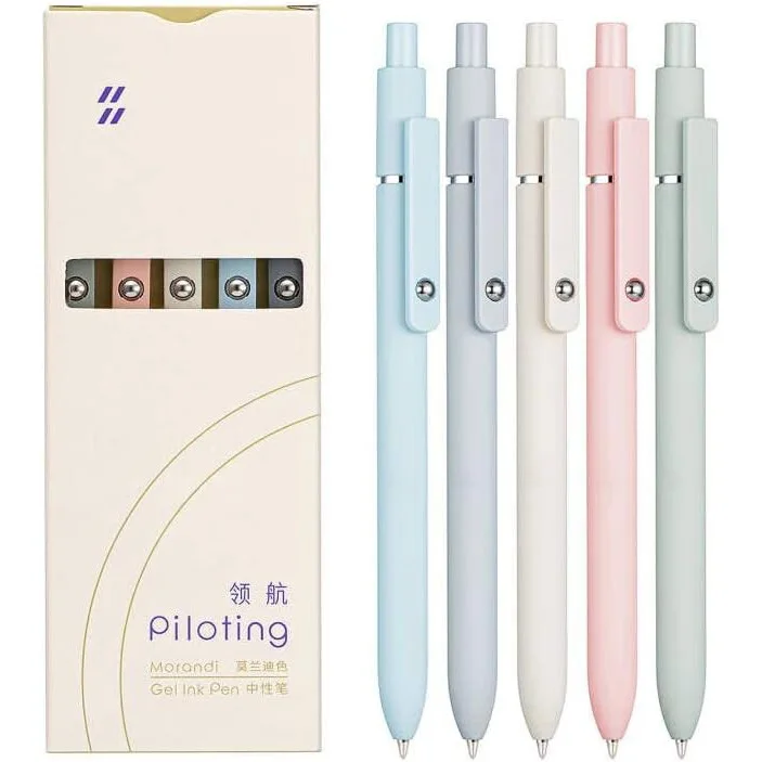 Popular Navigator Morandi Color Press Neutral Pen Speed Drying 5 Piece Set Office Roller Pen