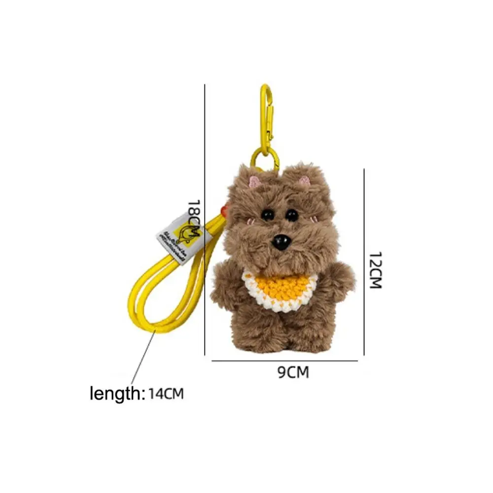 Lindo llavero creativo con colgante de felpa, llavero de cachorro de ganchillo suave, llavero de moda para parejas, accesorios para bolso