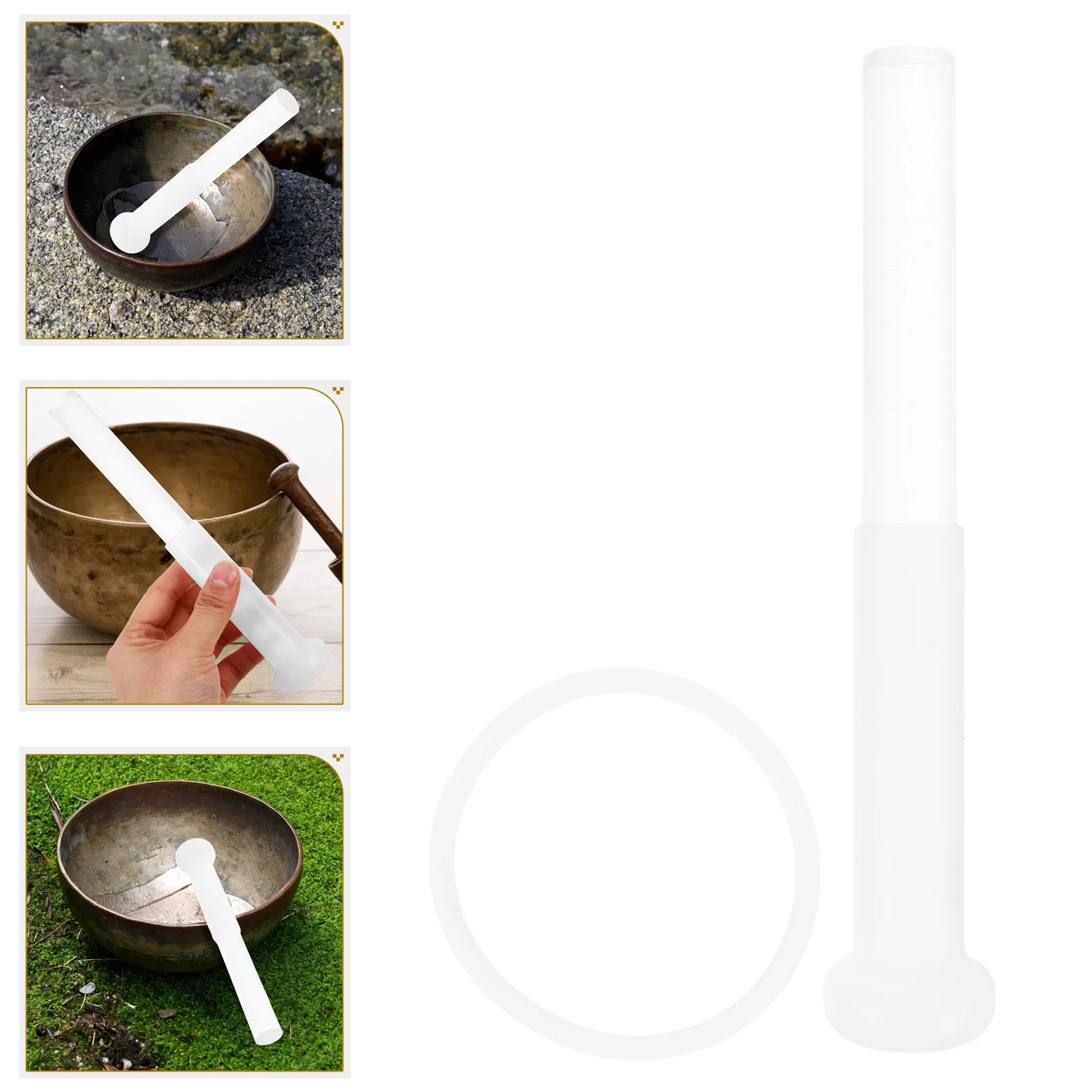 

2Pcs Crystal Singing Bowl Striker Mallet Rubber Cover Acrylic Rod Meditation Yoga Acoustic Resonant Stick Bowl Resonance Stick