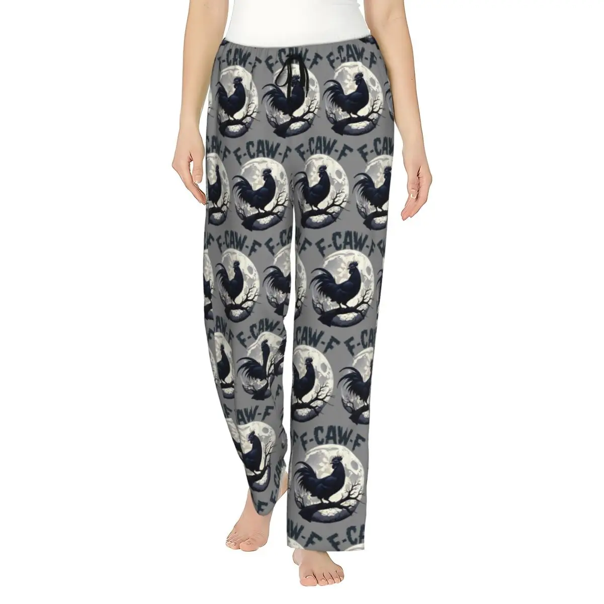

F-Caw-F Chicken Funny Black Sarcastic Quote Rooster Meme Lady's Lounge Pants Loose-Fit Pyjama Pants Dorm Sleepwear