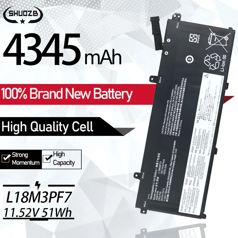 

L18L3P73 Laptop Battery For Lenovo ThinkPad T490 T495 P43s L18M3P72 L18M3P73 L18C3P72 02DL007 SB10T83122 5B10W13877 11.52V 51WH
