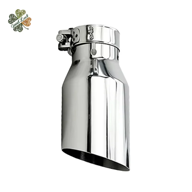 1 General-purpose stainless steel single-layer straight-edge angled outlet for car exhaust pipe - Car muffler tailpipe tail end 3