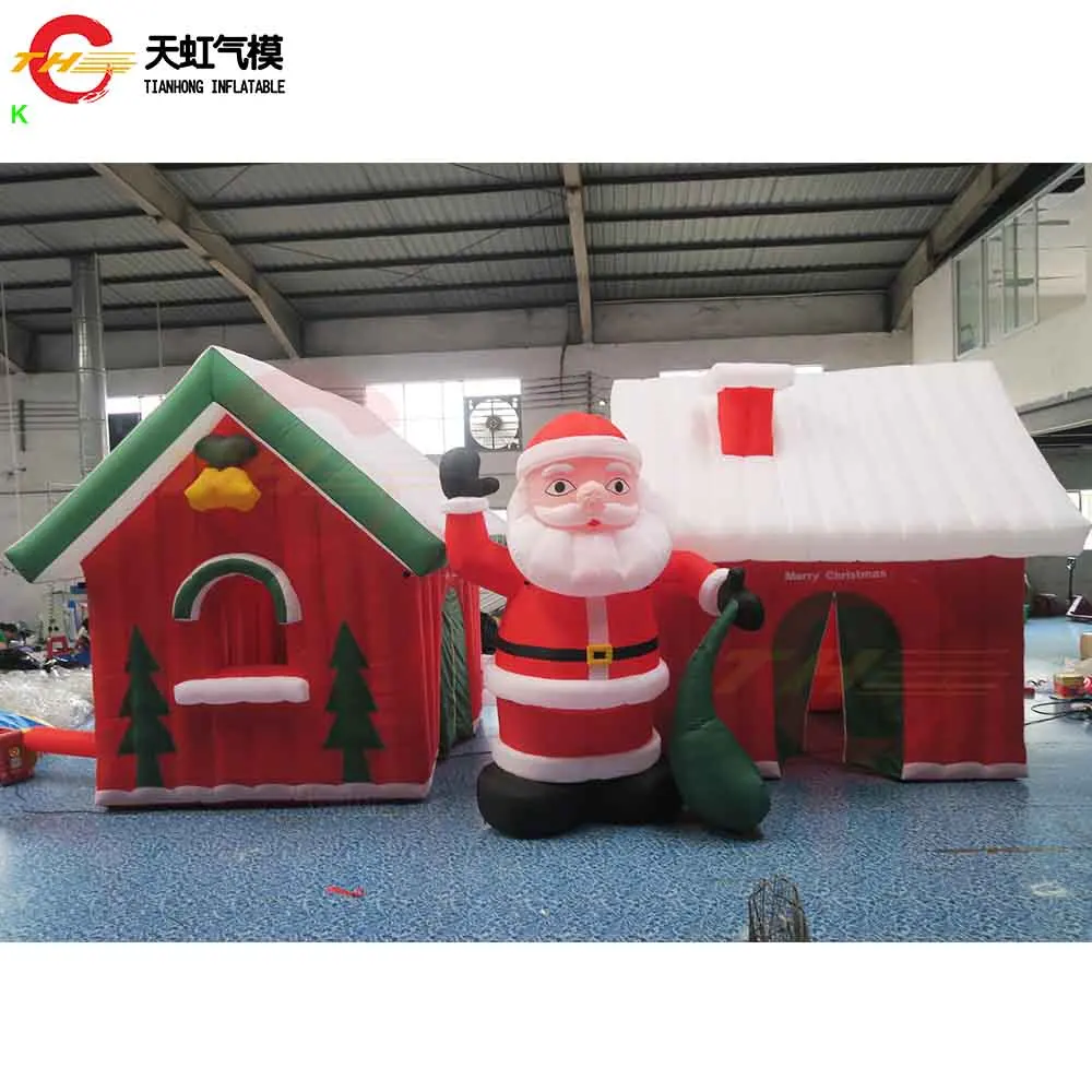 Snelle Verzending 7x3 m/8x4 m Giant Opblaasbare Kerst Huis te koop Outdoor Opblaasbare Kerstman Grotto Huis Evenement Tenten
