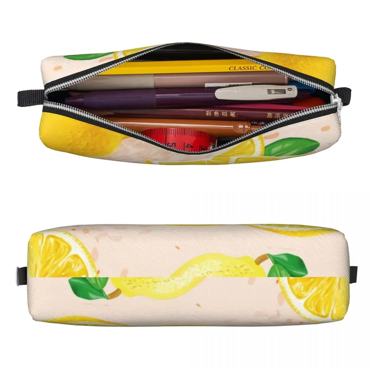 New Refreshing Lemonade Pencil Cases Spring Fruit Pencil Pouch Pen Holder Girl Boy Large Storage Bags Office Zipper Stationery