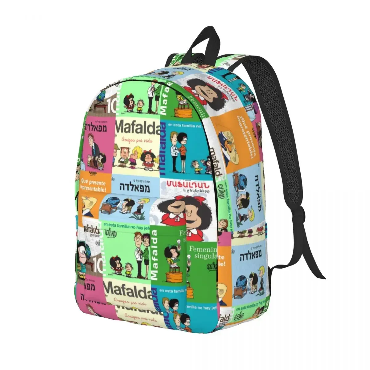 Anime Plaid Mafalda for Teens Student School Bookbag Daypack Middle High College Hiking