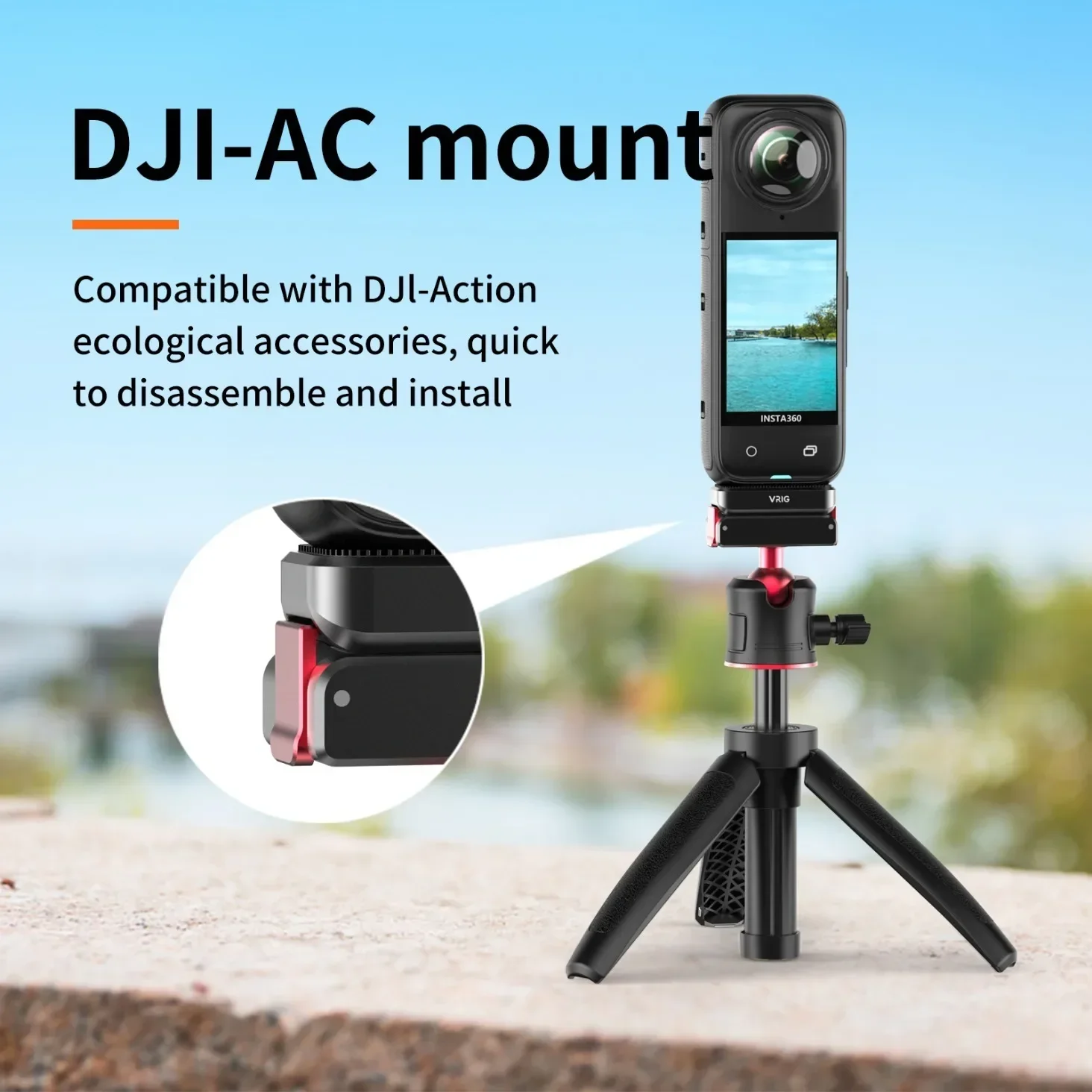 VRIG AC19 3-in-1 Magnetische Quick Release Adapter Base Camera Statief Mount Quick Release Mount Vervanging voor Insta360 X4