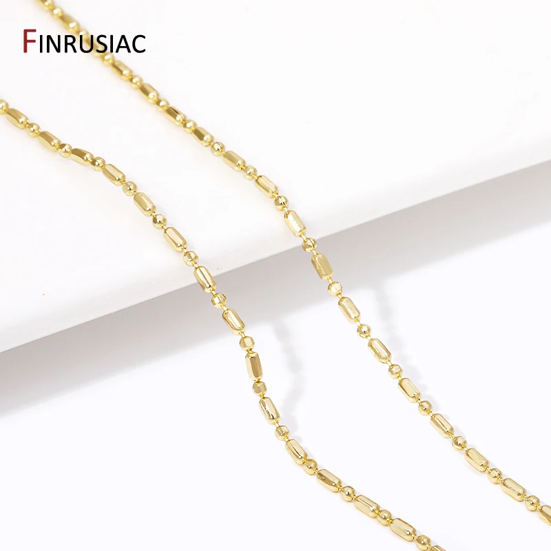 18K Gold Plated Brass Beaded Chains Chokers Necklaces,1.2mm Thin Chains Bulk For DIY Jewelry Making Findings Supplies