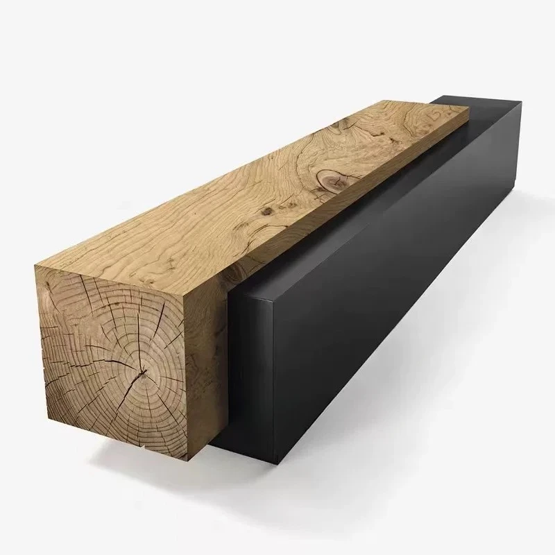 Wabi Sandy Wind Log Bench Solid Wood Homestay Wooden Dun TV Cabinet Retro Old Bench Middle Ancient Style Shoe Change Stool