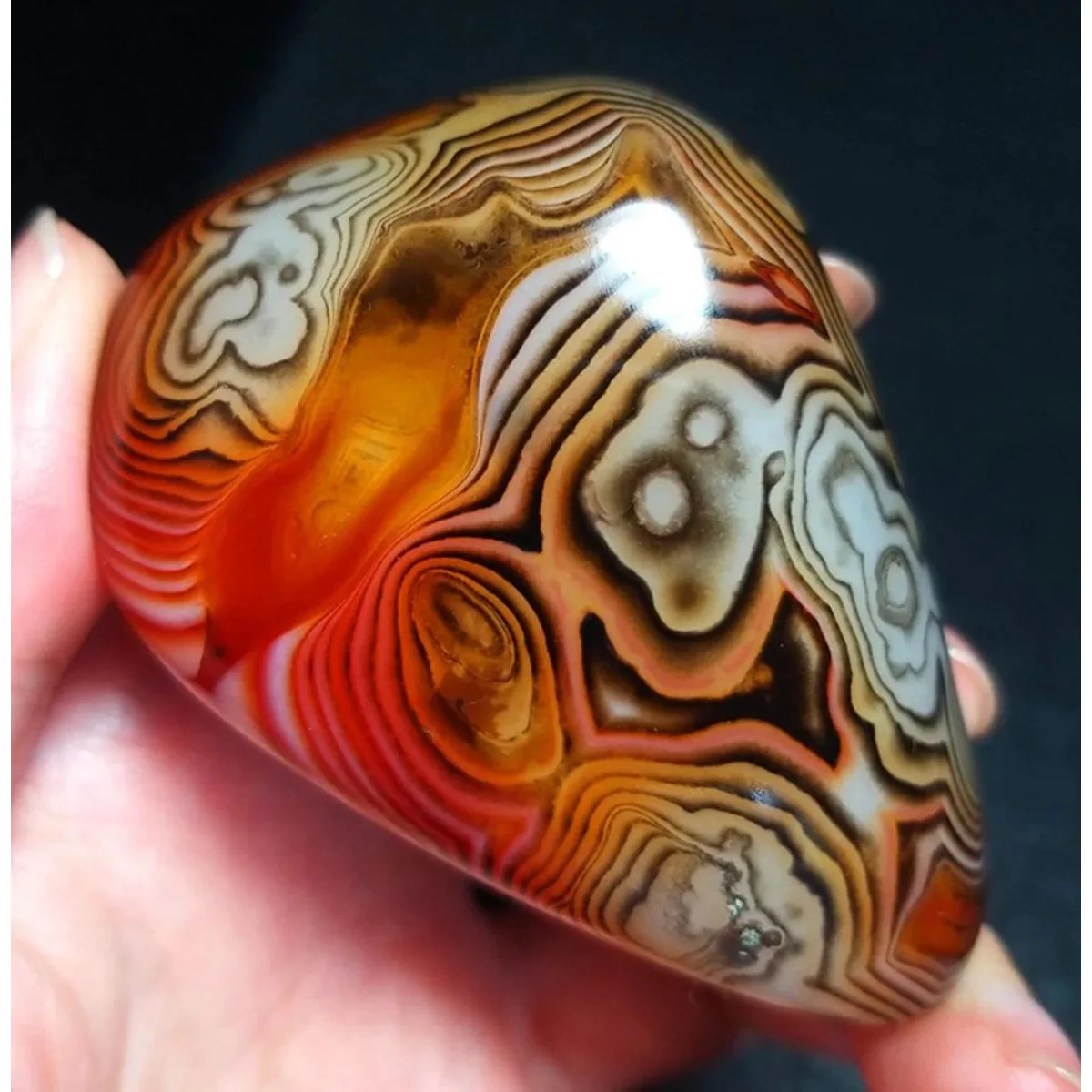Nature Made Banded Agate Palm Stone, Polished Tumbled, Chalcedony Beauty, Rock Collection, Natural Stone, Crystal Collection