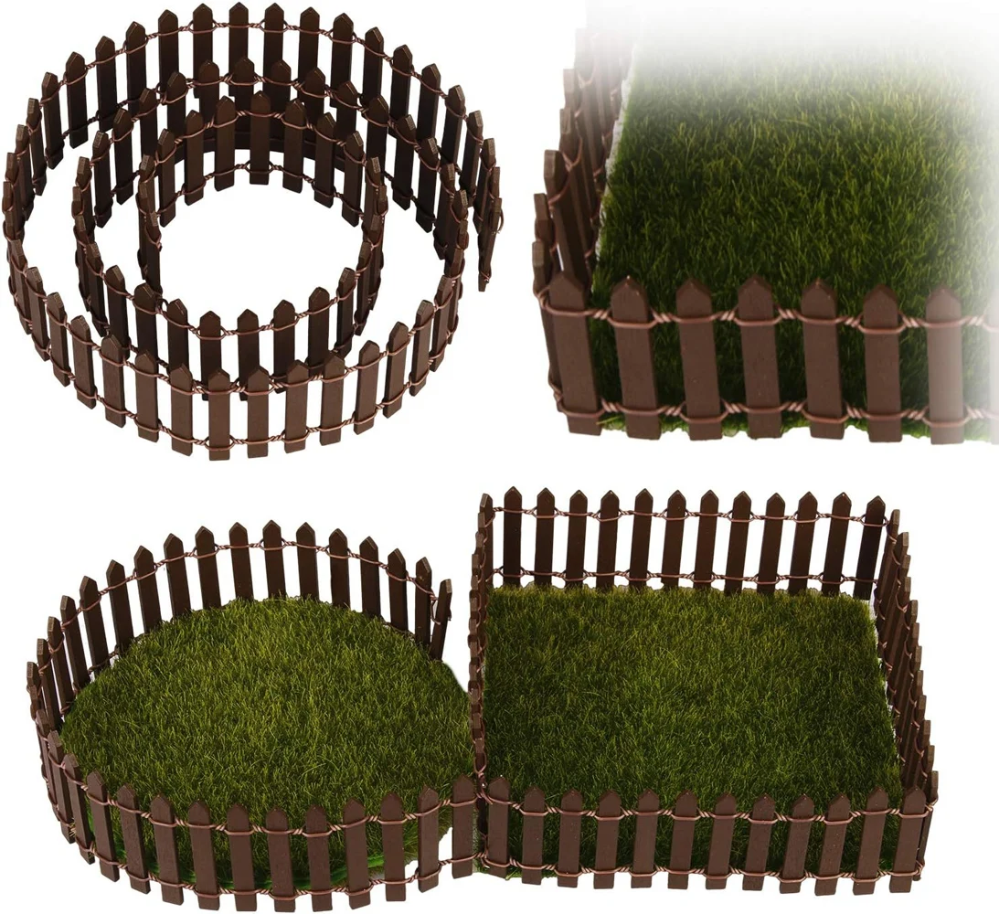 100x5cm Mini Wooden Fence Miniature DIY Fairy Garden Accessories Wood Barrier Dollhouse Showcase Craft Home Terrarium Decoration