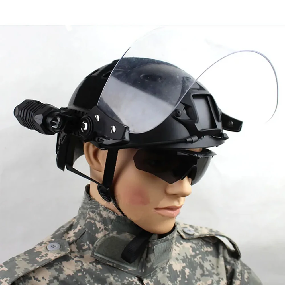 Outdoor CS Game Tactical Flip Up Face Shield Lens Goggles Riot Mask Visor for Fast AF MICH Action Version Helmet Guide Rail