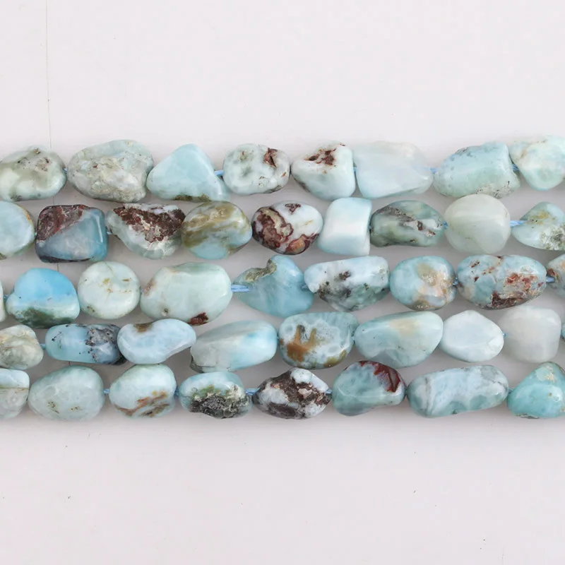 

100% Natural Stone Beads Dominican Larimar Beads Around 8-10mm Oval Irregular Gravel Beads For Bracelet Jewelry Making