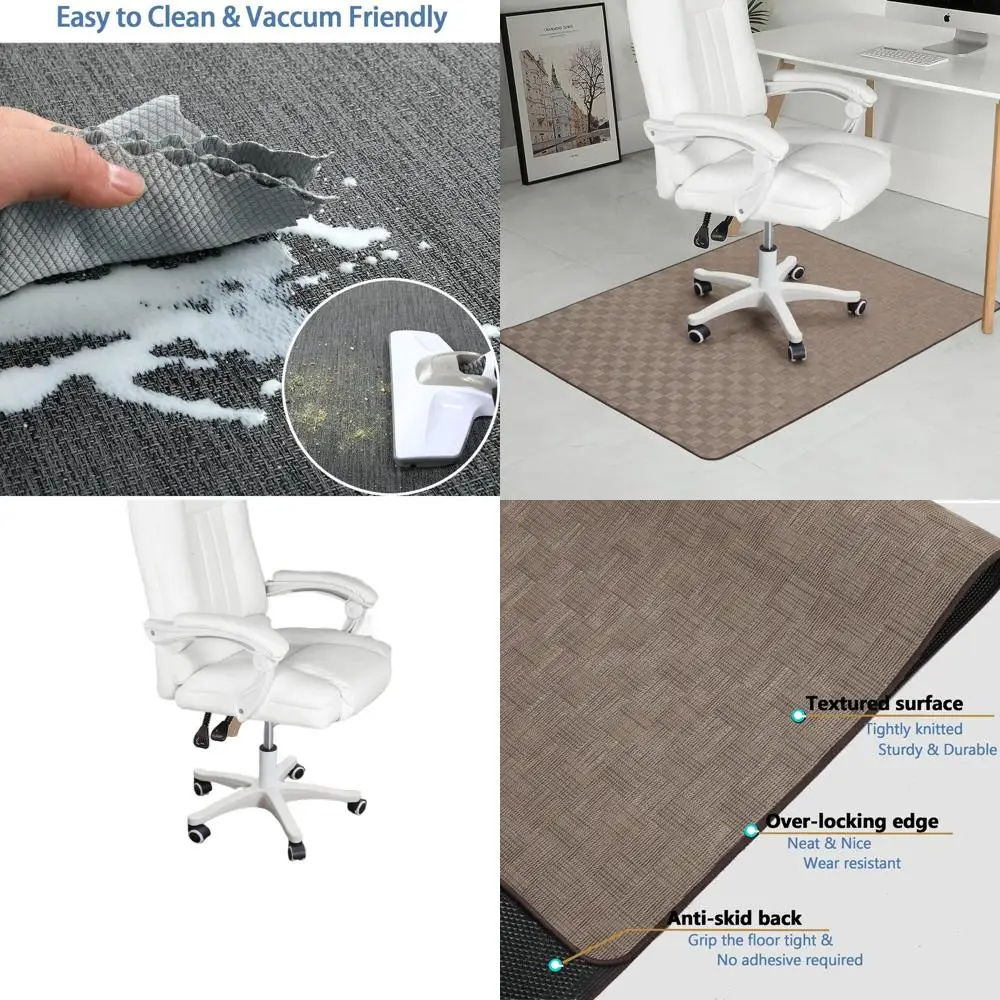 

Large 50x63 Anti-Slip Desk Chair Mat for Hardwood and Tile Floors, Brown Square, Office and Home Use