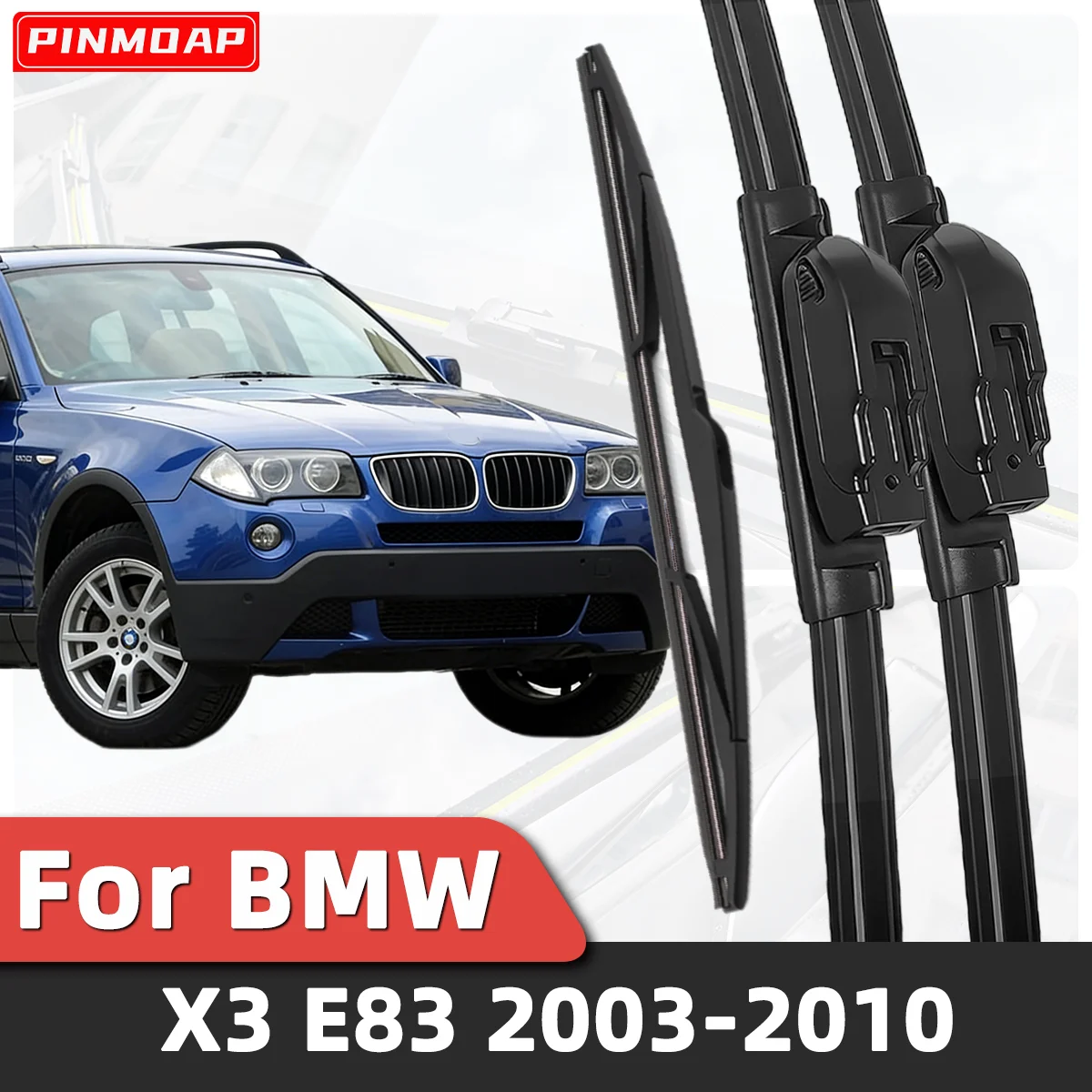 PINMOAP 1/3PCS Heckscheibenwischer Frontscheibenwischer-Set für BMW X3 E83 2003-2010 Wischer-Set Autozubehör