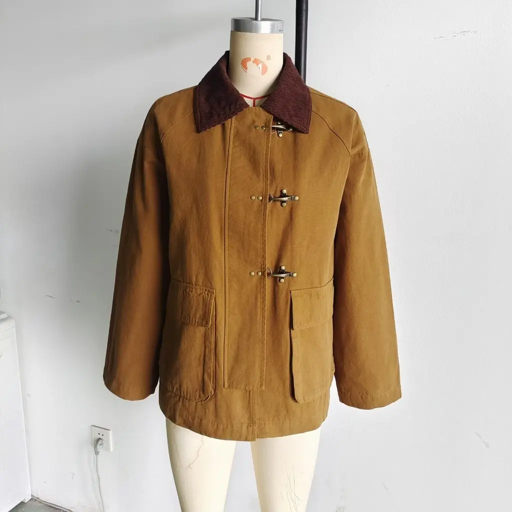 

Women's plus Size Fashion Casual Lapel Jacket Cotton-Padded Coat Spring Autumn New European American Style Women's Clothing