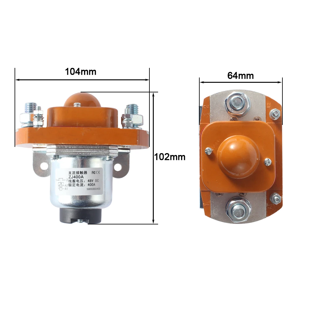 

ZJ400A 400A DC Contactor NO (normally open) 12V 24V 36V 48V 60V 72V for motor forklift electromobile grab wehicle car winch
