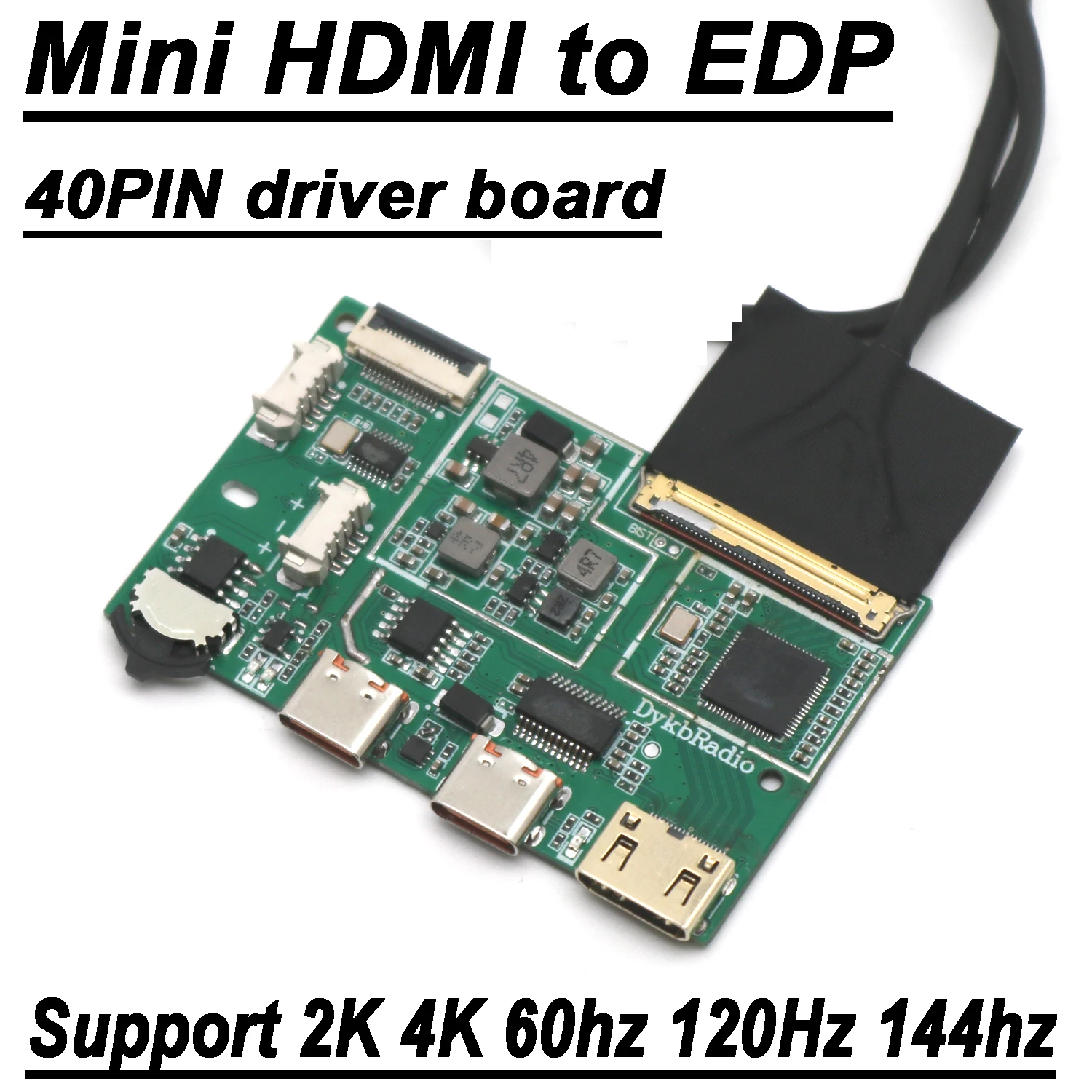 HDMI to EDP driver board 40PIN EDP Signal LED LCD screen Adapter Portable LCD Display Projection 4LAN 2K 4K 60hz 120Hz 144hz