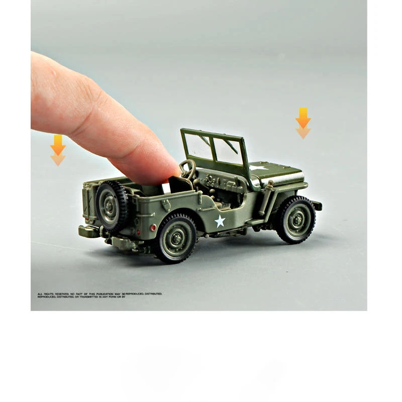 1/43 JEEP WILLYS Military Army Vehicle modello in miniatura in lega di zinco Toy Car Free Wheels Diecast Metal Collection Gift For Kids