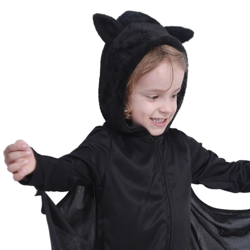 Halloween Kids Vampire Bat Costume Black Animal Fancy Dress Toddler Child Costume Bat Hood Jumpsuit