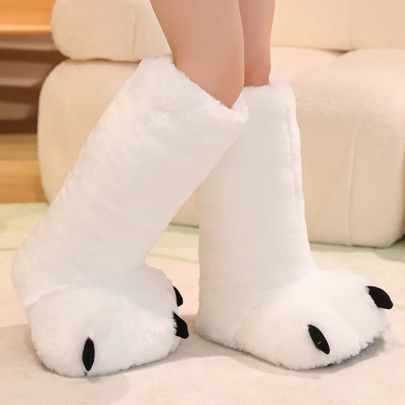 Fursuit Paw Boots Giant Furry Cat Paw Shoes Winter Warm Slipper Cute Fluffy Beast Claw Boots Manga Party Halloween Cosplay Props