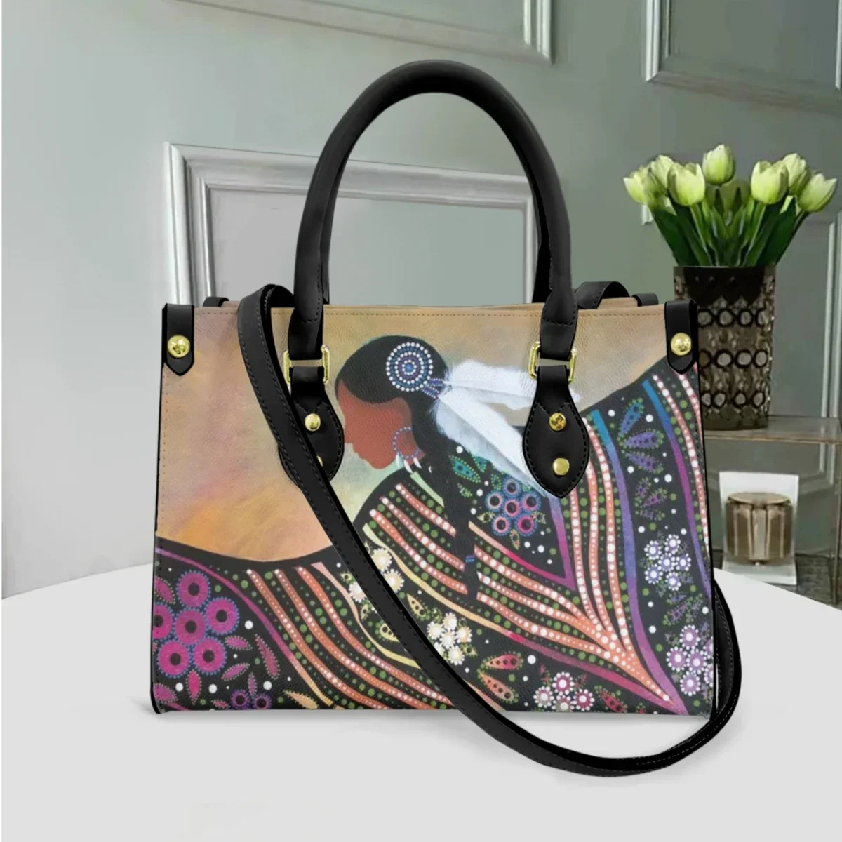 Shawl Dance Art Luxury Handbag Cultural Design Vintage Long Shoulder Strap Messenger Bag Top Handle Travel Coin Purse Hand Bags